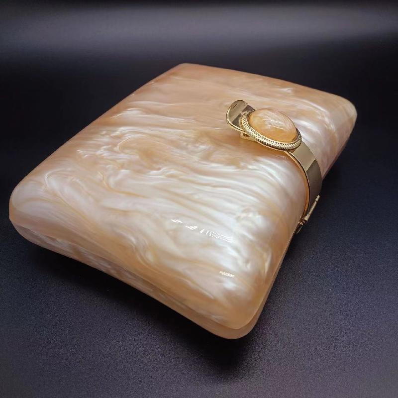Women's Bag Crossbody Chain Acrylic Shell Square Shoulder Box Small Pearl Summer Evening Wedding Bags Travel Gold Clutch Ball
