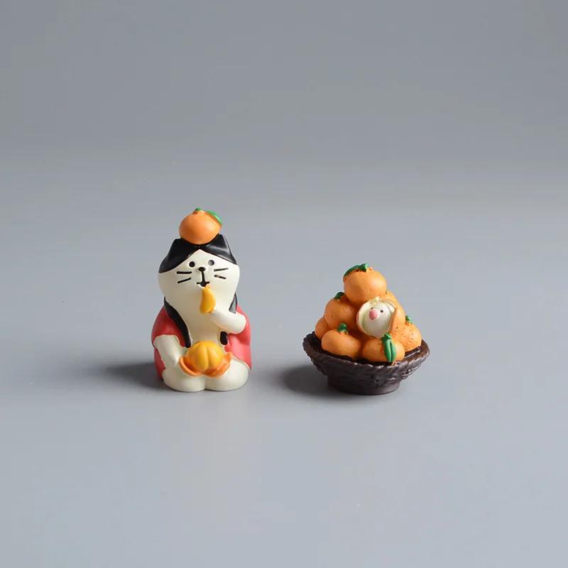 ZAKKA Miniatures Cat Panda Home Decor Crafts Cute Orange Figurines Resin Handicraft Desktop Ornaments Car Interior Accessories