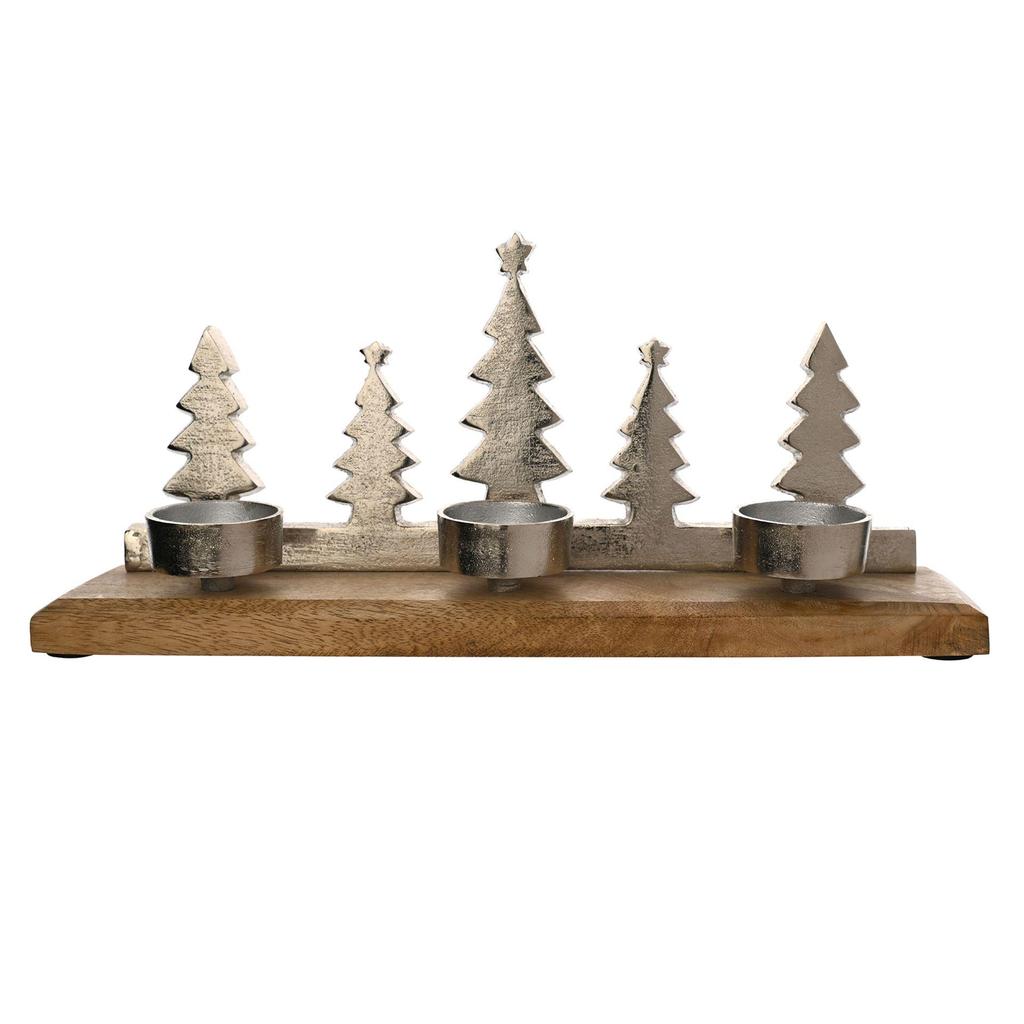 Metal and Wood 3 Tealight Holder