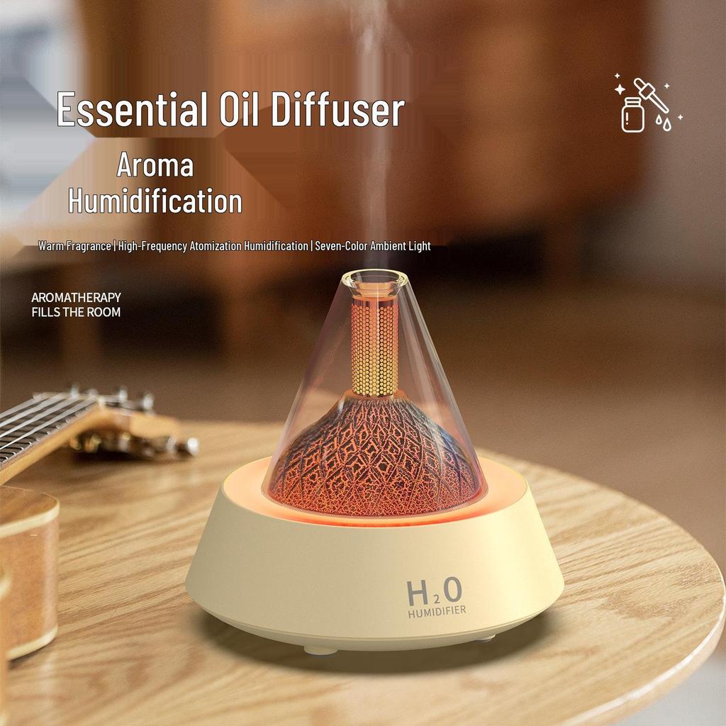 Volcano Aroma Diffuser: Compact Desktop Humidifier with Seven-Color LED for Home or Office