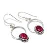 Natural Kashmir Ruby Gemstone Earrings, 925 Sterling Silver Earring, Handmade Boho Silver Jewelry Dangle Earrings, Birthday Gift For Wife
