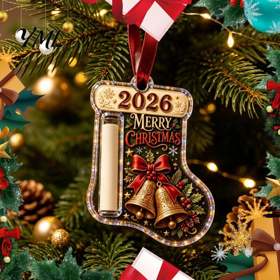 Christmas Money Holder for Cash Stocking Shaped Gift Ornament, Acrylic Hanging Holiday Card Ornament Decor, Xmas Tree Tree, Party Supplies Clip