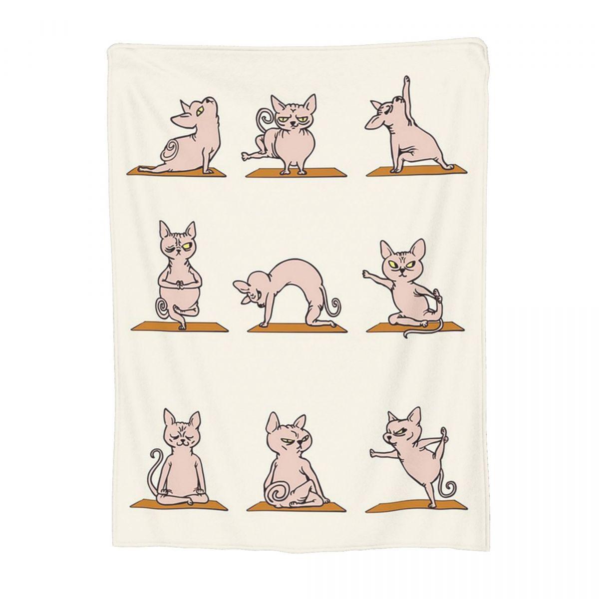 

Yoga For Cats Blanket Soft Warm Flannel Throw Blanket Cover for Bed Living room Picnic Travel Home Couch 80x120cm