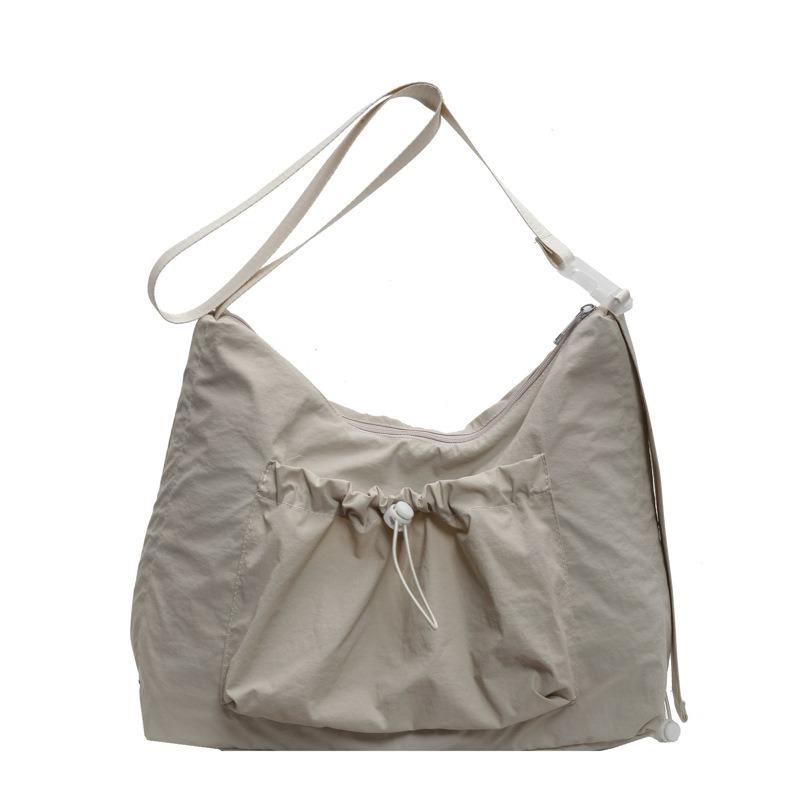 New large-capacity nylon canvas bag women's simple drawstring lightweight casual shoulder oblique span bag tote bag