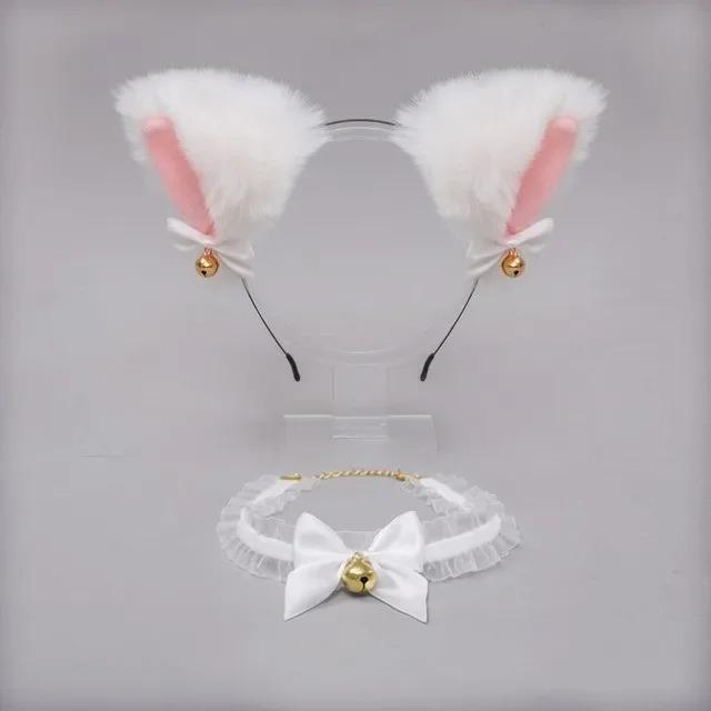 1 Zestaw Urocze Kocie Uszy Ozdoba do Włosów Pazur Rękawiczki Dziewczynki Anime Cosplay Kostium Pluszowy Dzwoneczek Kocie Futro Uszy Opaska do Włosów Nocna Impreza Klub Opaski do Włosów