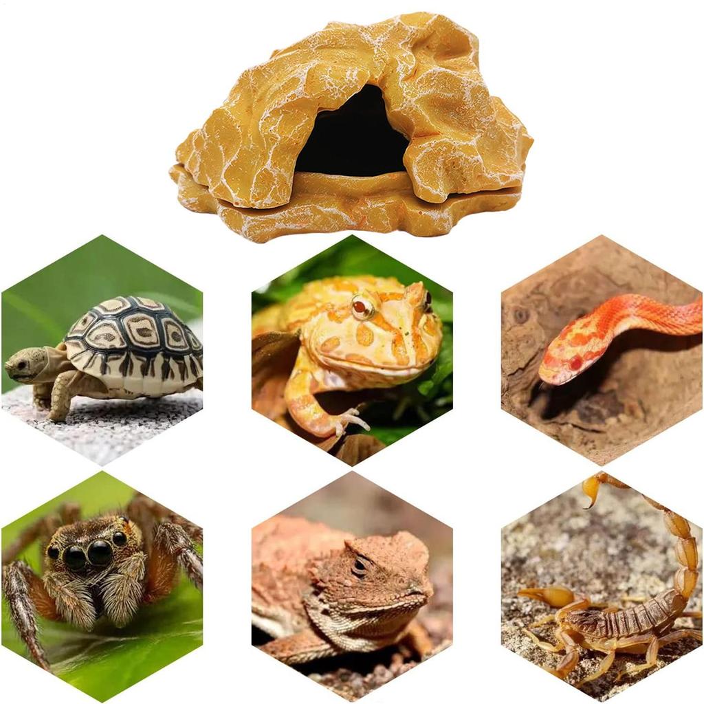 Lizard House Terrarium Resin Fake Rock Bearded Dragon Cave Landscape Basking Area Aquarium Decor Reptile Hiding Caves