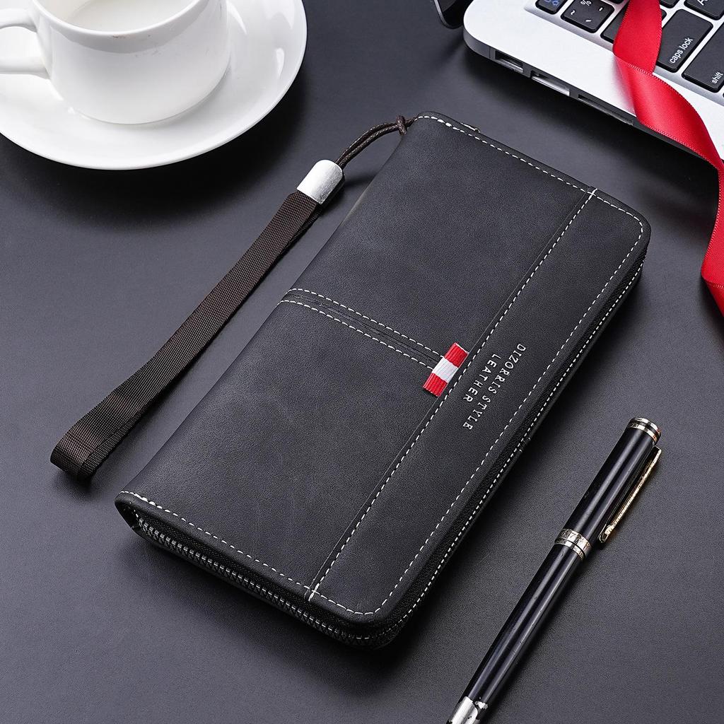 Men's Zipper Long Wallet - Large Capacity Phone Clutch