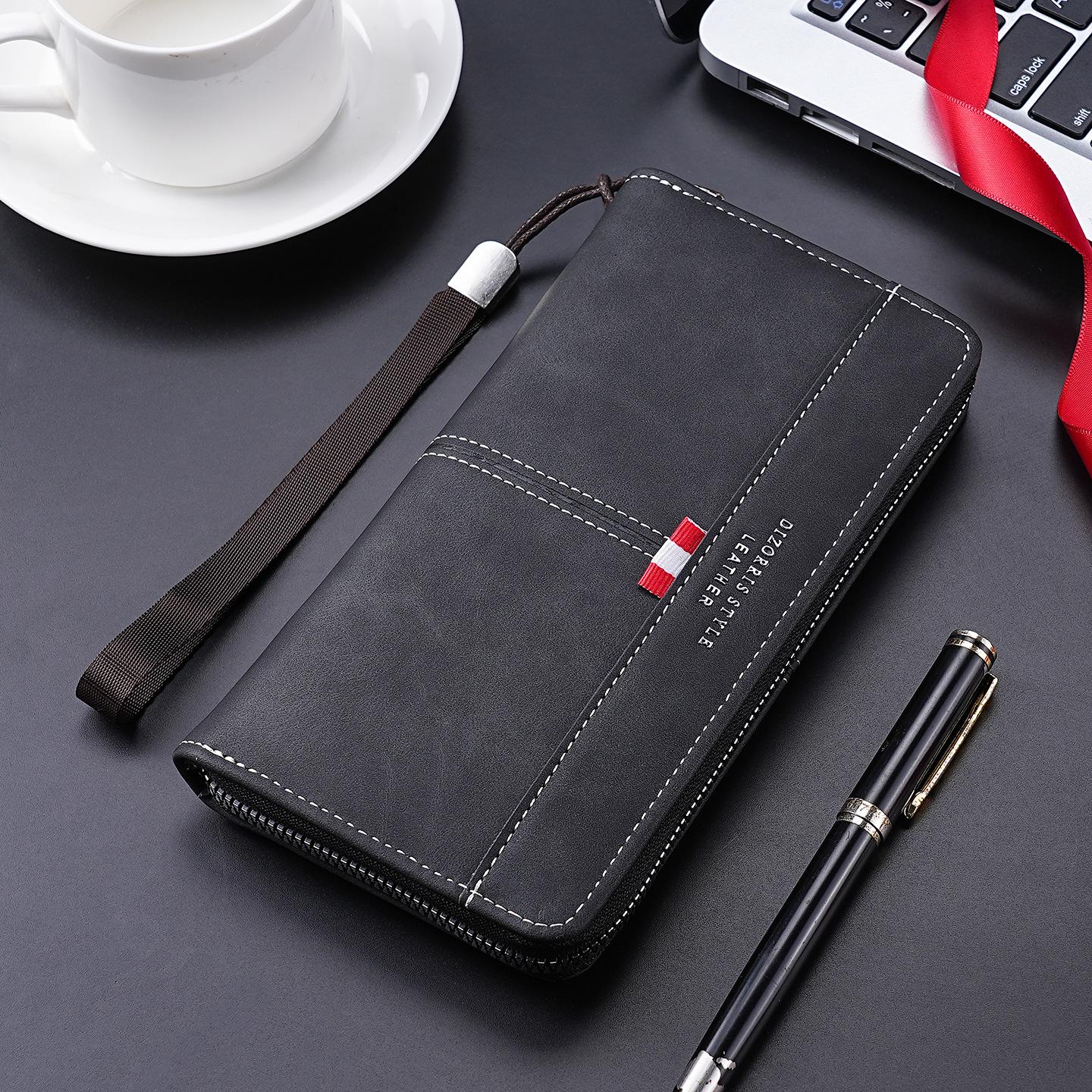 

Мужской длинный кошелек на молнии - Вместительный клатч для телефона чёрный