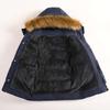 4-10 Years Boys' Autumn Winter Fleece Warmth Cotton Clothing with Fur Collar Kids Fashion Thick Hooded Sports Jacket Parka