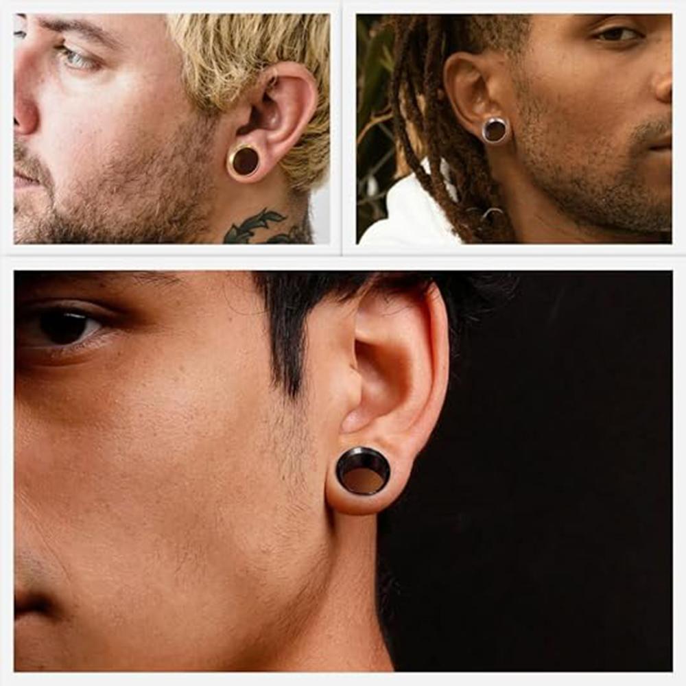 6Pcs Stainless Steel Ear Tunnels Gauges Double Flare Earrings Expander Stretchers Piercing Body Jewelry 8G-1''