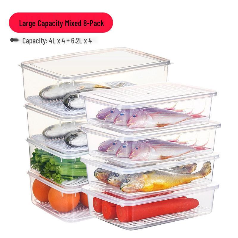 Plastic Japanese-Style Fresh-Keeping Box with Lid for Refrigerator Storage