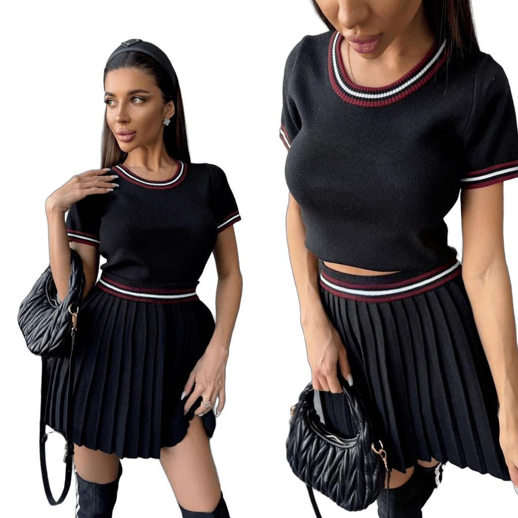 European & American Knit Skirt Set: Super Soft, High Elastic, Sexy Pleated Summer Skirt