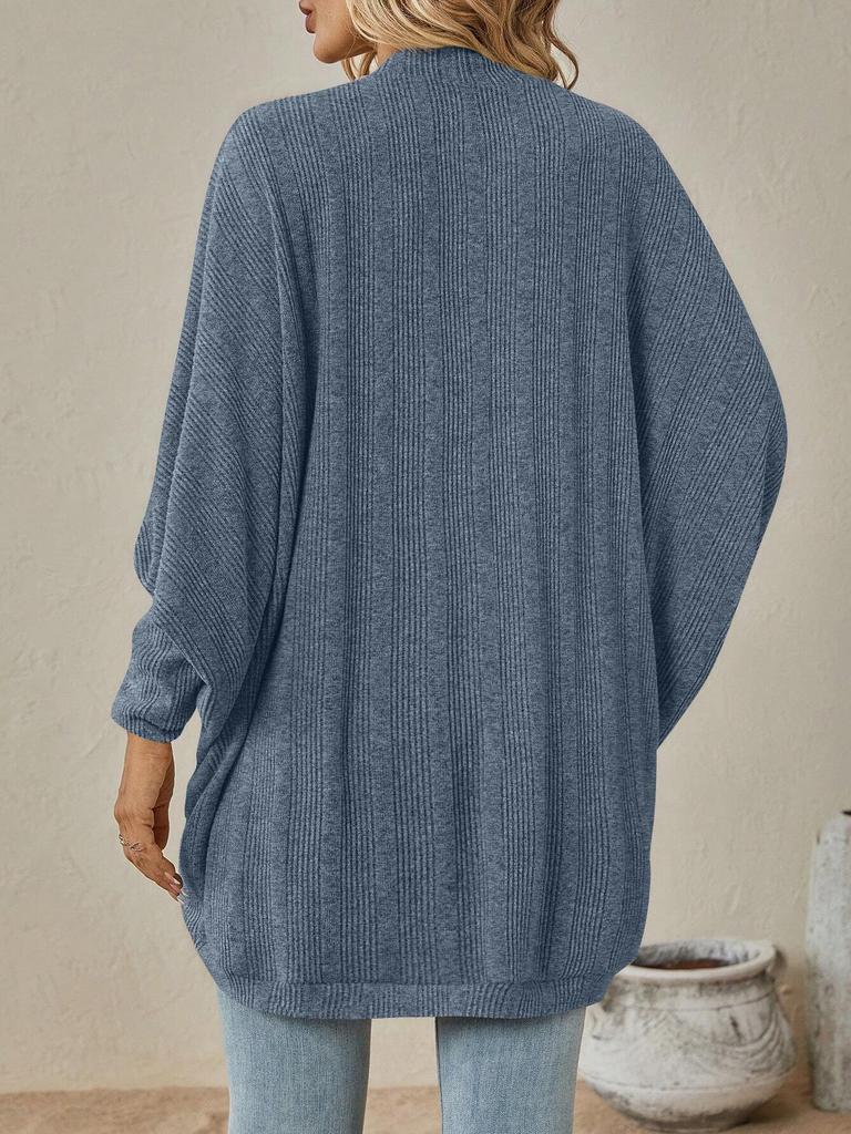 2025 European & American Women's Autumn/Winter Solid Color Mid-Length Knitted Cardigan Sweater