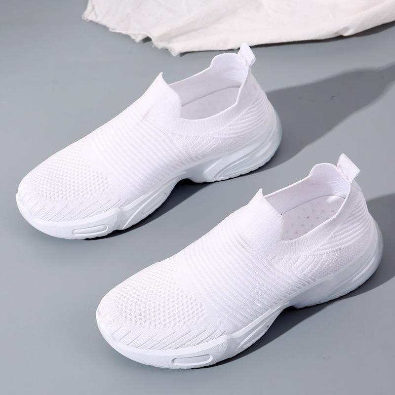 Women's shoes new large size single shoes flat casual sports shoes women's breathable fly-woven mesh shoes