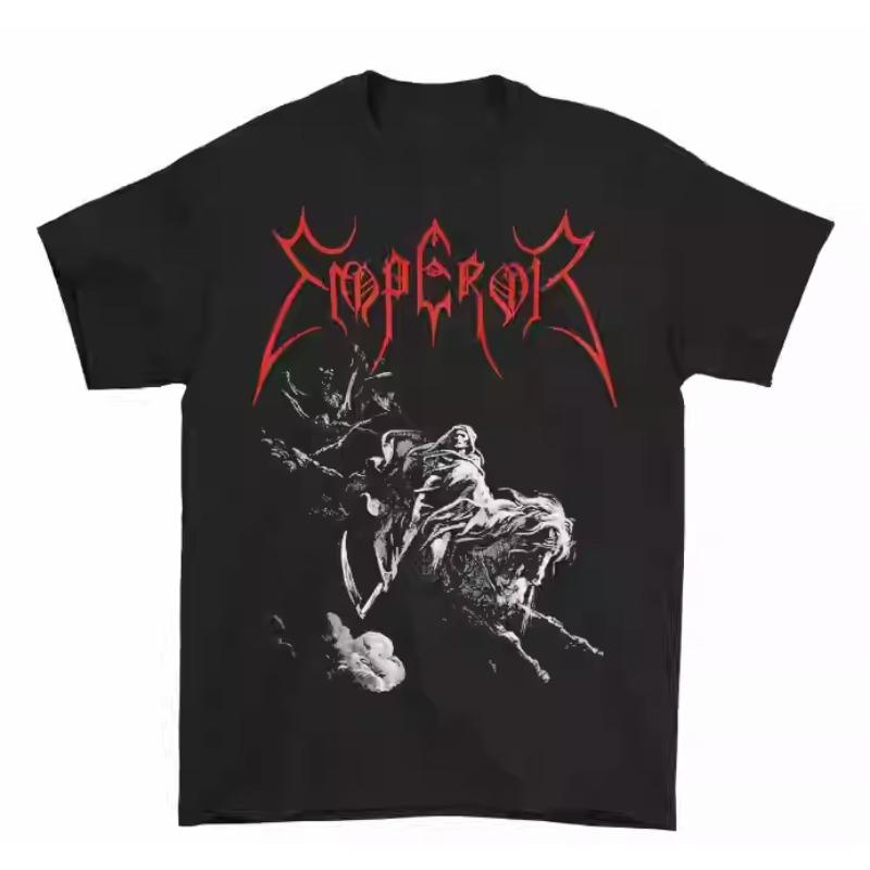 

European and American Torrent Metal Rock Band Short-sleeved Street Hiphop Fried Street Men and Women Loose Texture T-shirt 4XL