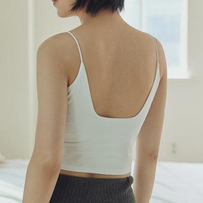 Skinny Five Everyday Modal Baumwollkappe Eingebautes Crop Rückenfreies Ärmelloses Shirt GRATIS, XL (Schwarz-Weiss)