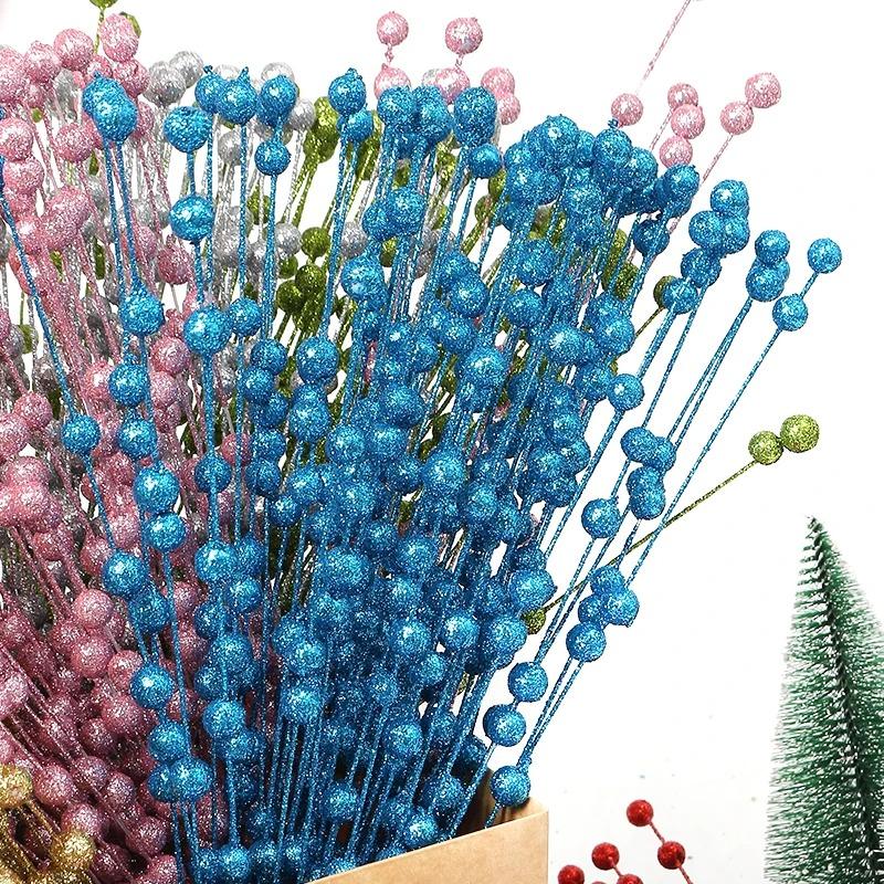 40cm Christmas Decoration Artificial Flowers Glitter Berry Xmas Tree Ornaments for Home Decor Navidad New Year Party Supplies