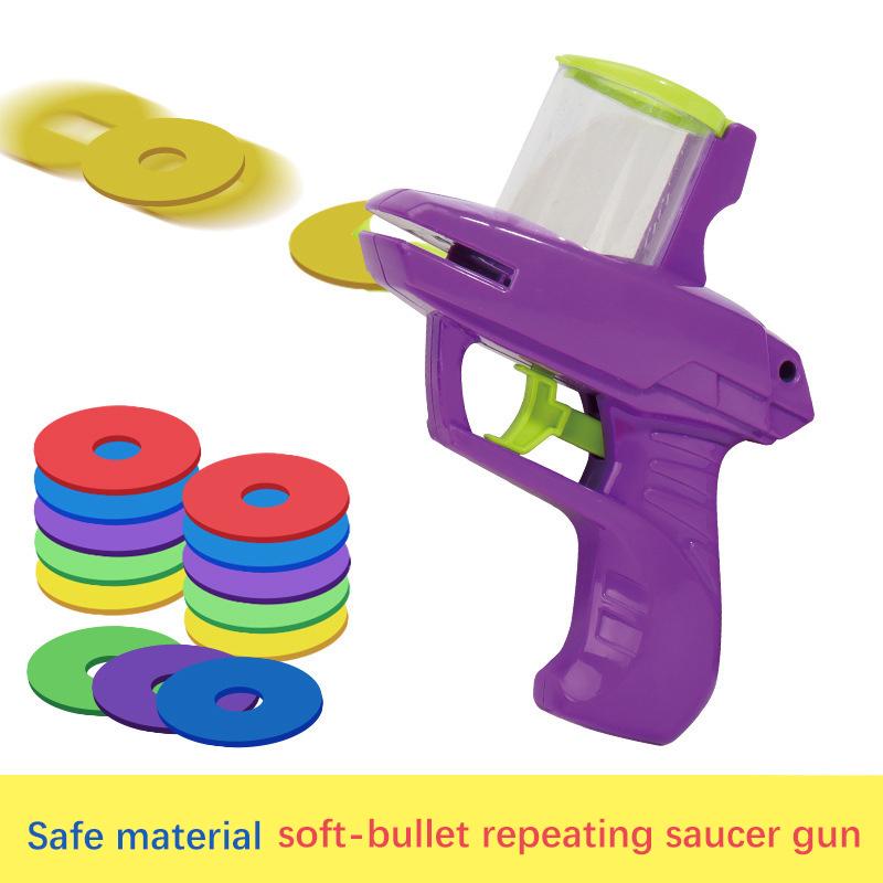 Children's Flying Saucer Gun Radish Gun Carrot Saucer Gun Toy Safety EVA Soft Bullets Gun Soft Bullet Gun Kids Outdoor Games Spo