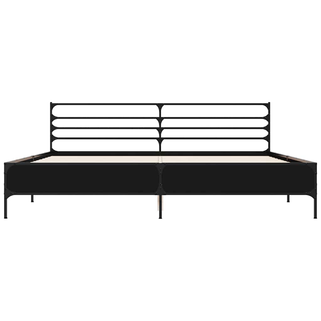 Bed Frame Black 200x200 cm Particleboard and Metal