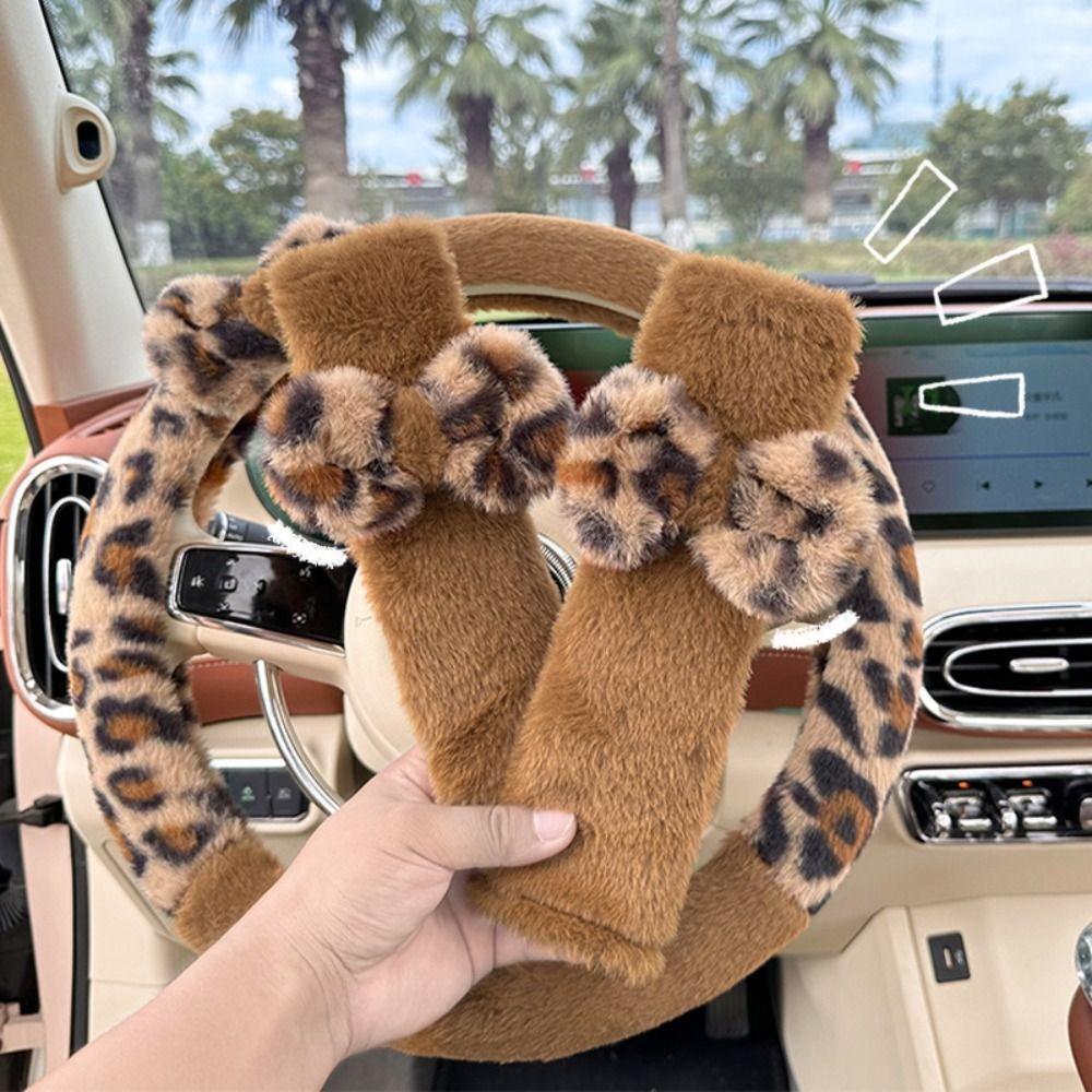 Durable Plush Seat Belt Ornaments Leopard Print Shoulder Pad Cover Children's Car Safety