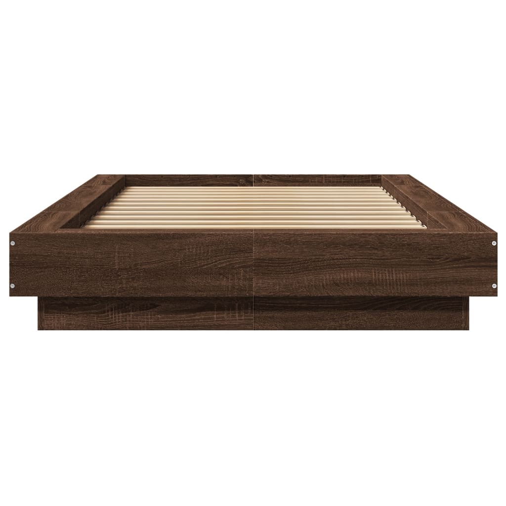 Brown Oak Effect Bed Frame 75 X 190 Cm Engineered Wood