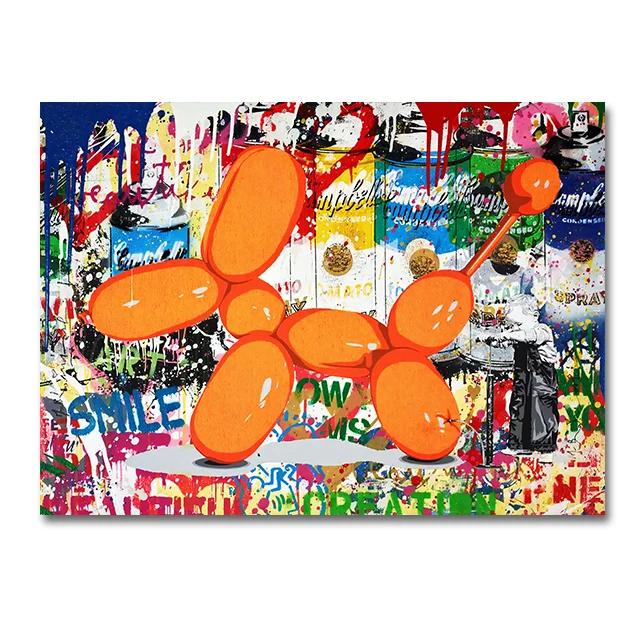 

Balloon Dog Graffiti Pop Art Canvas Painting Cartoon Poster Prints Graffiti Puppy Abstract Street Wall Art Painting Home Decor 21x30cm No Framed
