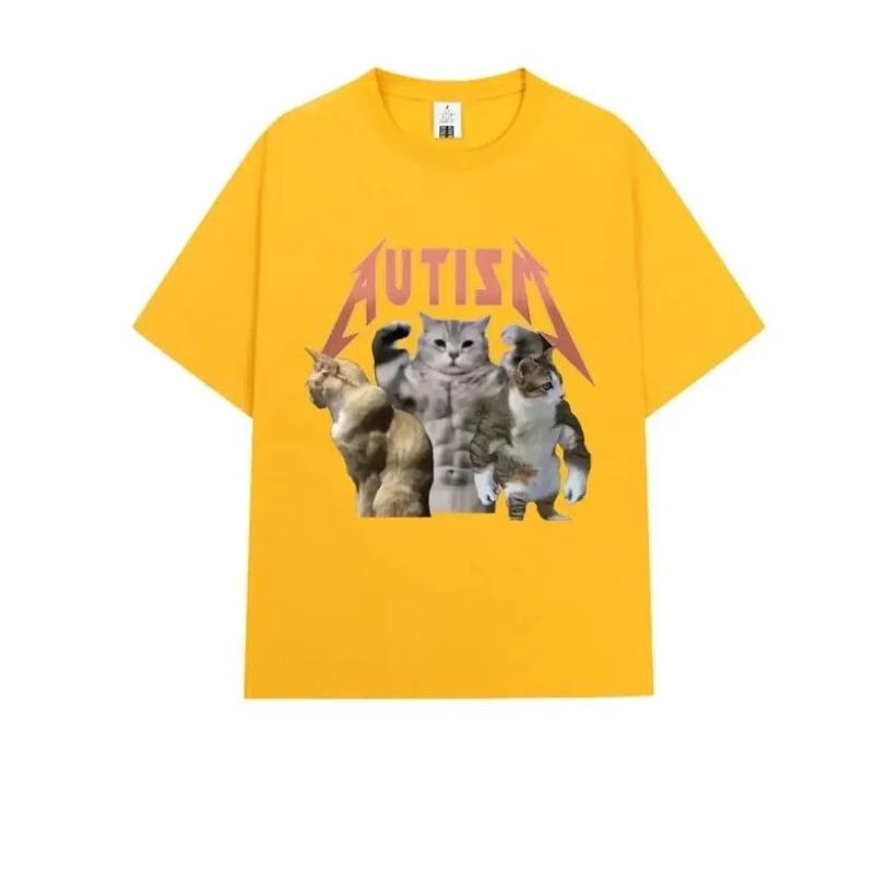 Buff Cats Autisme Memory T-Shirt Fitness Gym Fashion Hip Hop Korte Mouw T-Shirt Comfortabel T-Shirt Casual Men Summer T Shirt