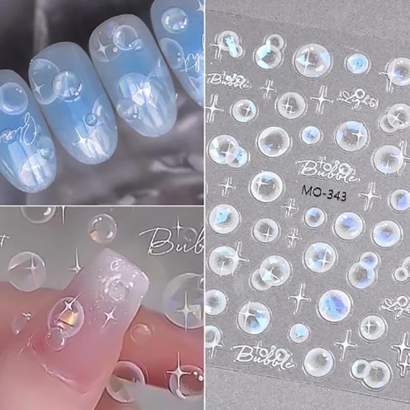 3D Transparent Bubble Nail Art Stickers Nail Decals Self-Adhesive Water Bubble Manicure Slider Diy Nail Decoration Salon Gift