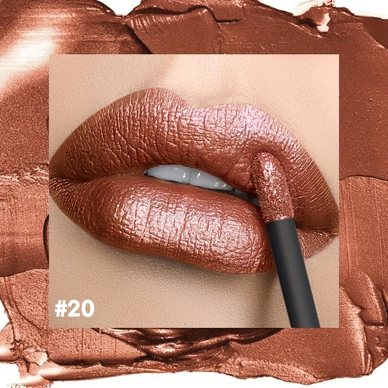 Gloss Labial Metálico Alto Brilho, Longa Duração, Fórmula Não Pegajosa, Batom Hidratante Brilho Labial Ideal para Festas, Encontros e Uso Diário
