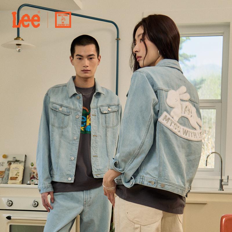 X Melting Sadness FW24 Back Fleece Rabbit Patch Denim Jacket Unisex Jacket LUT009198203487A06315