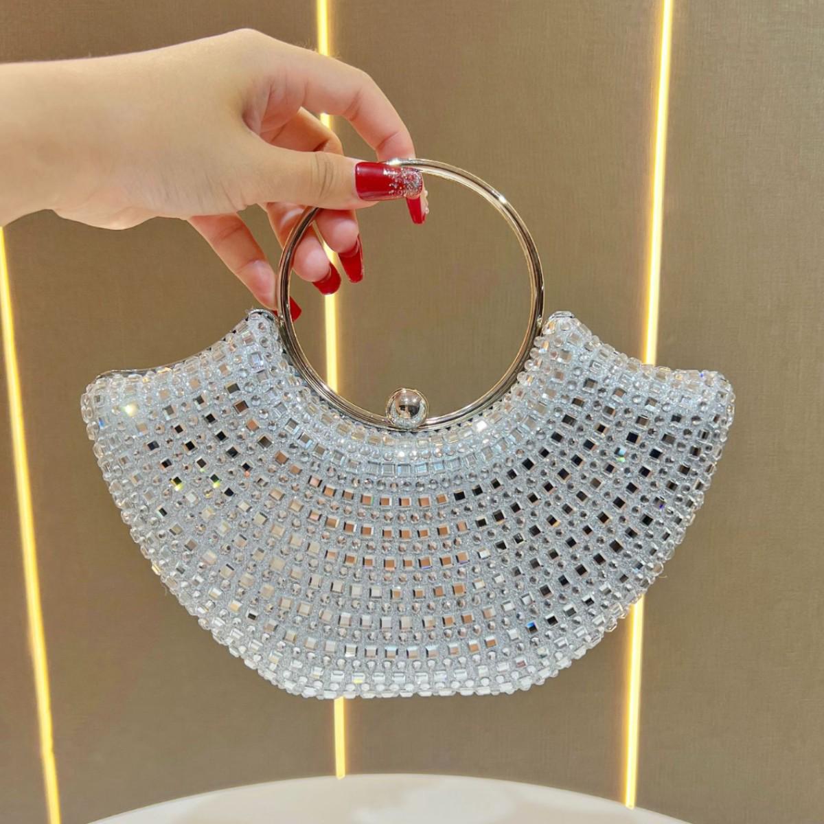 

Elegant Rhinestone Evening Clutch Handbag - Versatile & Fashionable серебряный
