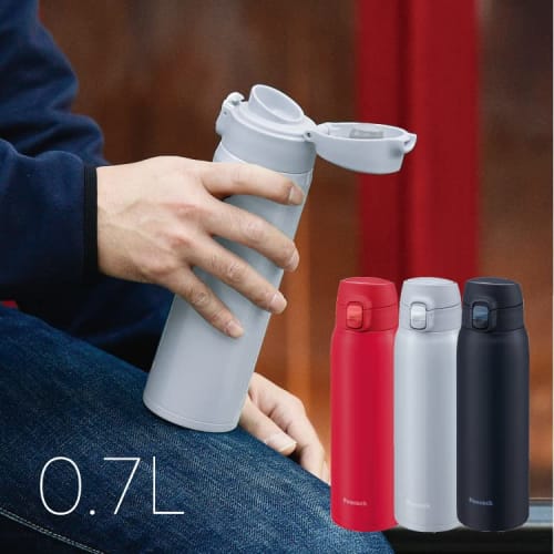 The-peacock Thermos Industry (The-peacock) Peacock Water Bottle, One-Touch Mug Bottle, Insulates Hot and Cold Drinks, 700ml, Fresh Gray, AKM-70 H