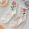 5 PairsWomen's Middle Tube Socks Harajuku Retro Floral Vintage Novelty Elegant Ethnic Kawaii Cute Casual Breathable Ladies Girls