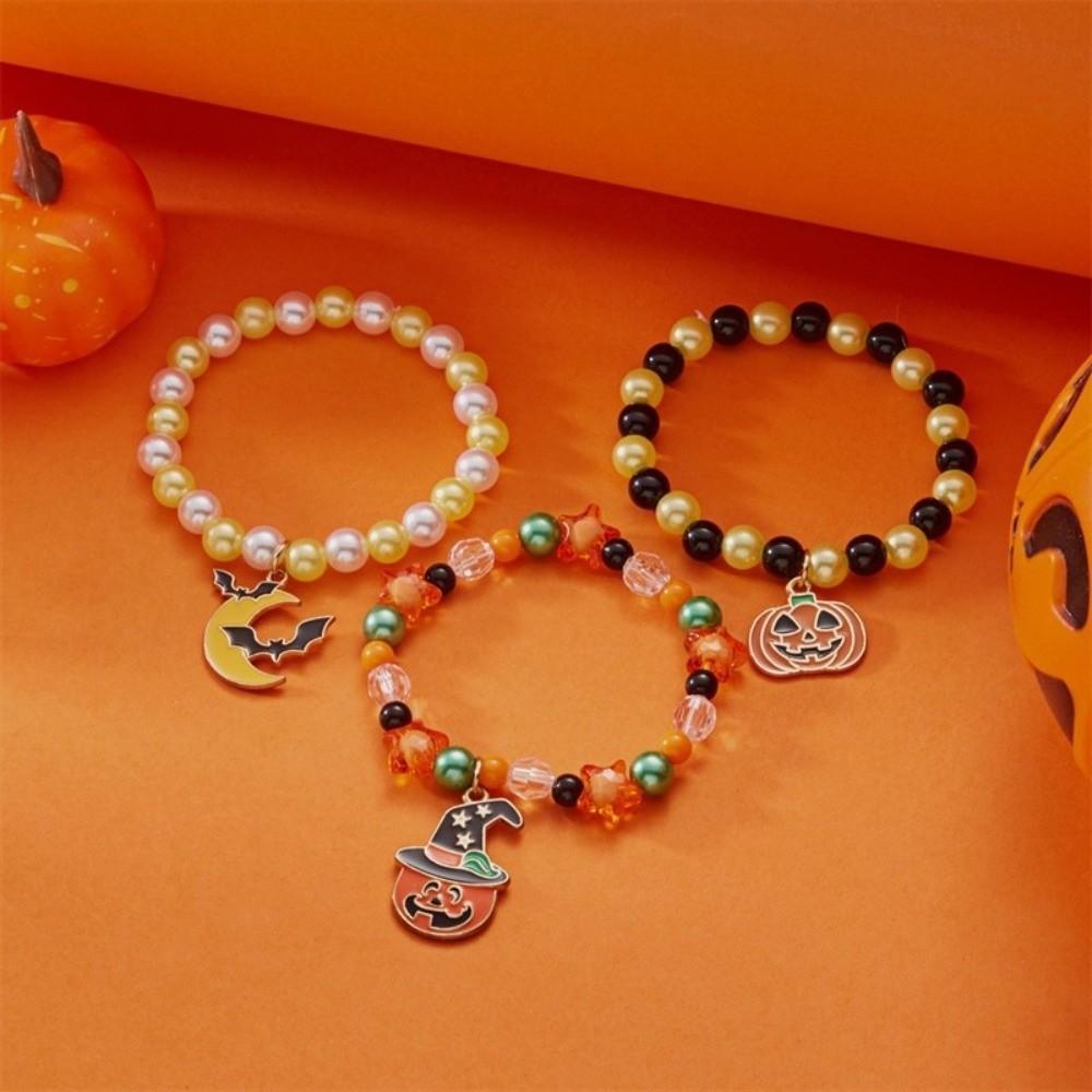 3pcs Gothic Style Pumpkin Pendant Bracelet Zinc Zinc Zinc Alloy Colorful Beaded Bracelet  Party