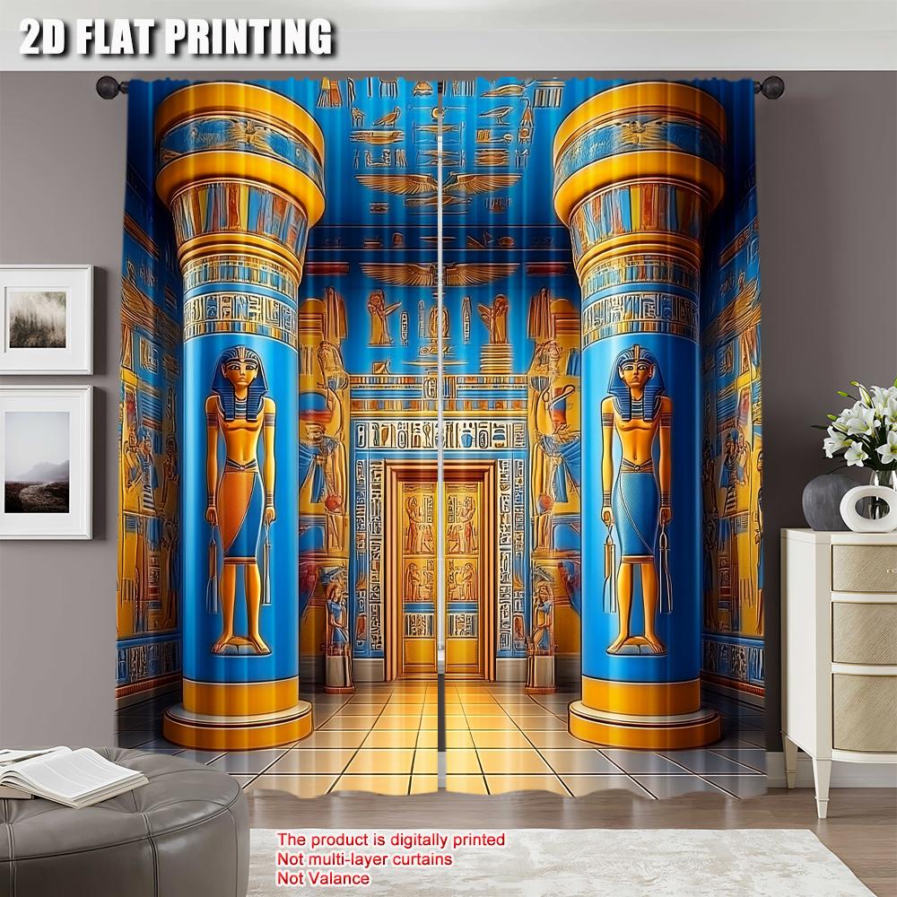 Egyptian Curtains Mysterious Ancient Egypt Temple Wall Suitable Living Room Bedroom Kitchen Bathroom Curtain Set Of 2 Made Polyester Washable Great