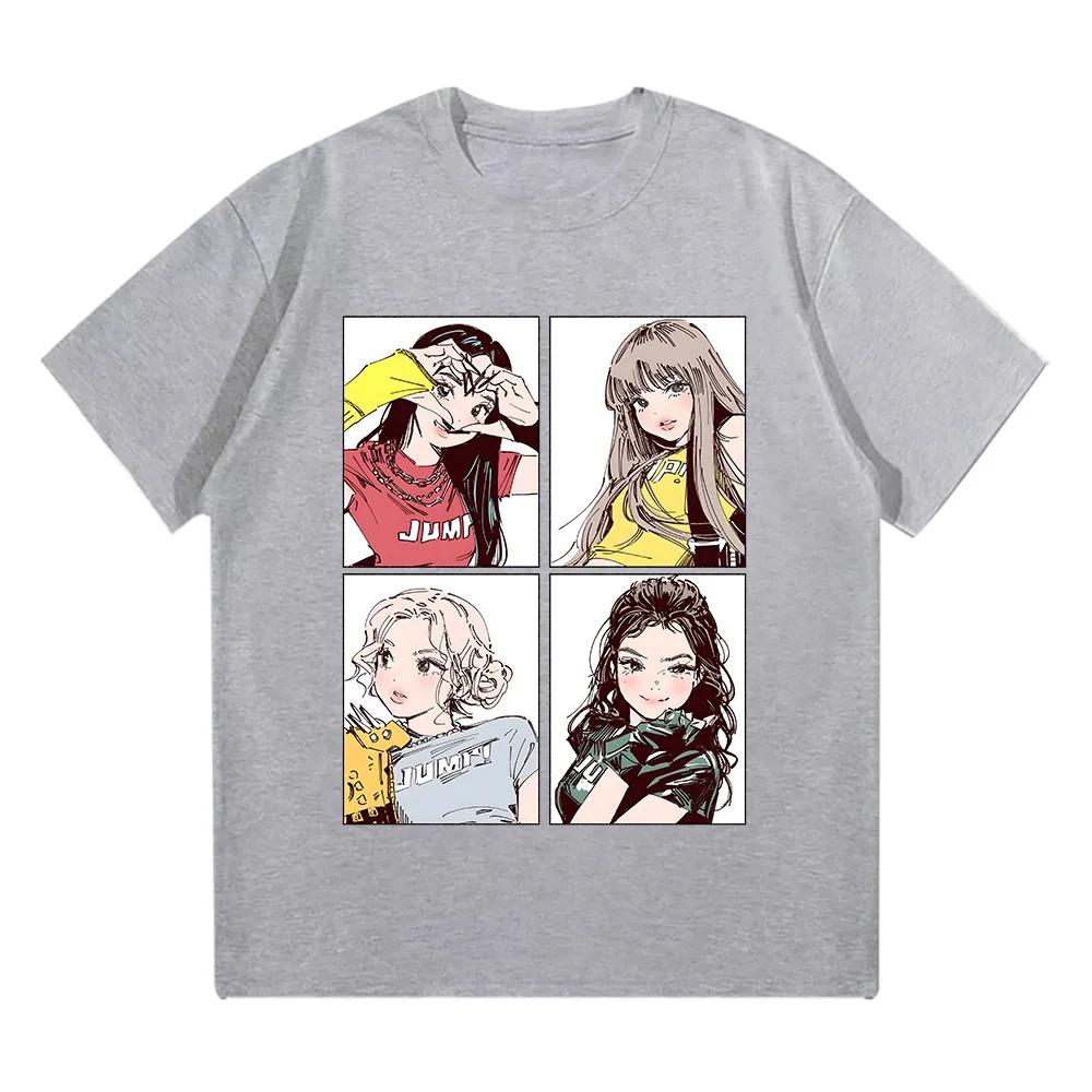Kpop BP Jump 2026 Tees Pink Girls Band Clothing Anime Graphic T Shirts Fashion Harajuku Kawaii T-shirt Women's Y2K Clothing
