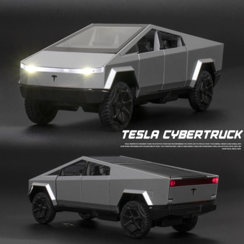 1/32 Tesla Truck Cyber Juguete Camioneta Pick-up Modelo de Camión de Aleación Coche de Metal Fundido a Presión Vehículos Todoterreno Modelo de Coche Sonido Luz Coche Regalos para Niños