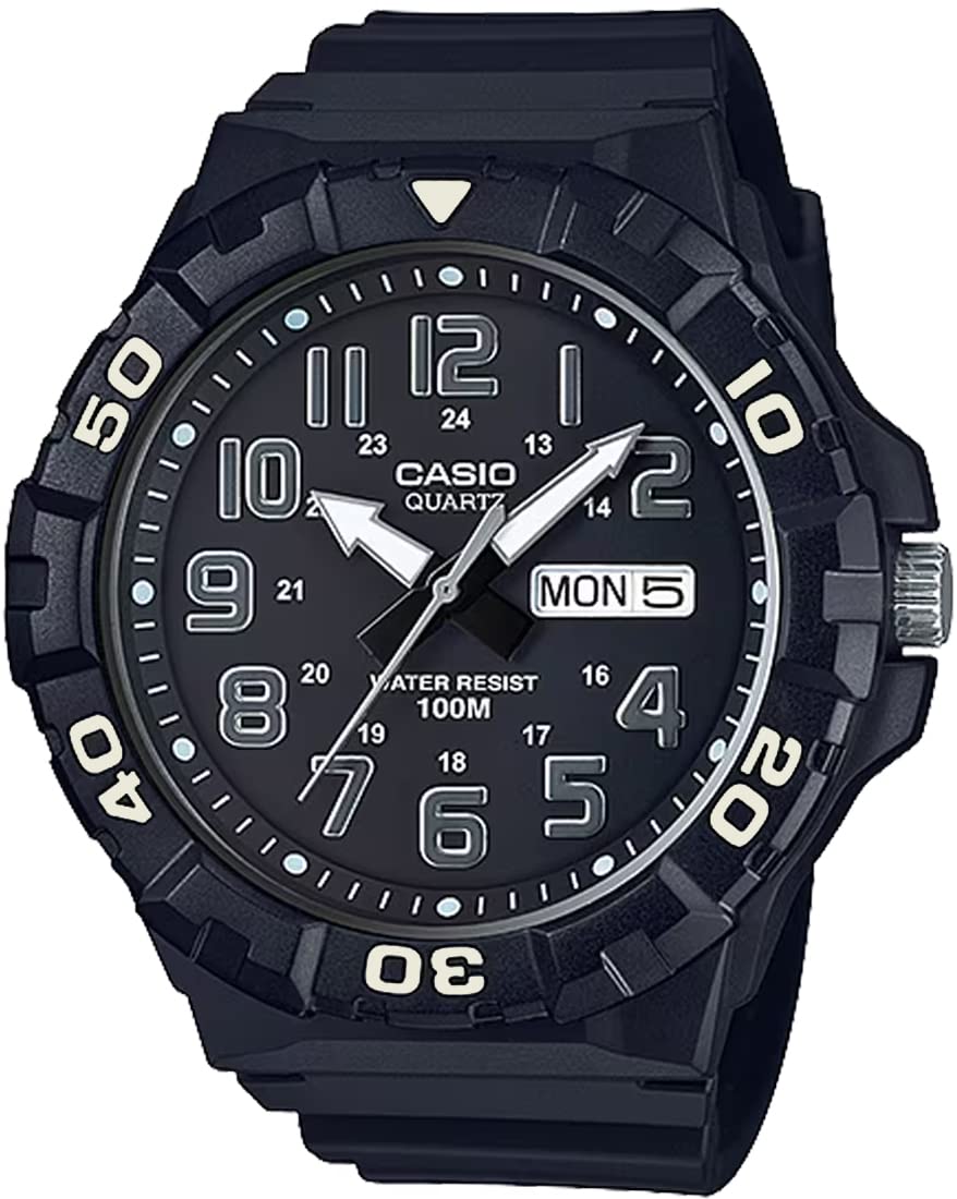 

[Casio] STANDARD Big Face Quartz Watch MRW-210H-1AV Men s Black x Silver Overseas Model [Parallel Import]