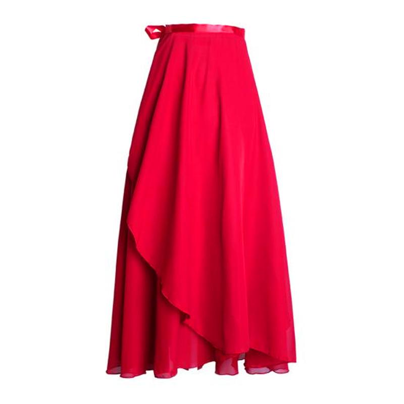 Tanzrock für Damen, hohe Taille, zum Schnüren, mehrlagiger Netzstoff, Chiffon, langer Rock, einfarbig, fließender Maxirock für Erwachsene