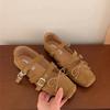 Fashion SUOJIALUN 2025 New Brand Women Flat Shoes Fashion Round Toe Ladies Elegant Mary Jane Shoes Soft Flat Heel Dress Single Shoes