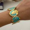 KMVEXO Blue Tones Y2K Vintage Imitation Enamel Irregular Geometry Open Bangle Women Bracelet Jewelry Man Trendy Party Aesthetic