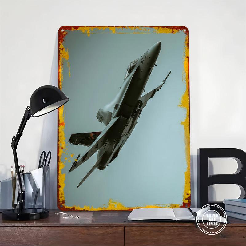 Fighter Jet Ascending Metal Poster Customized Wall Art Retro Vintage Tinplate Signs for Mancave Decoration Room Bathroom Decor