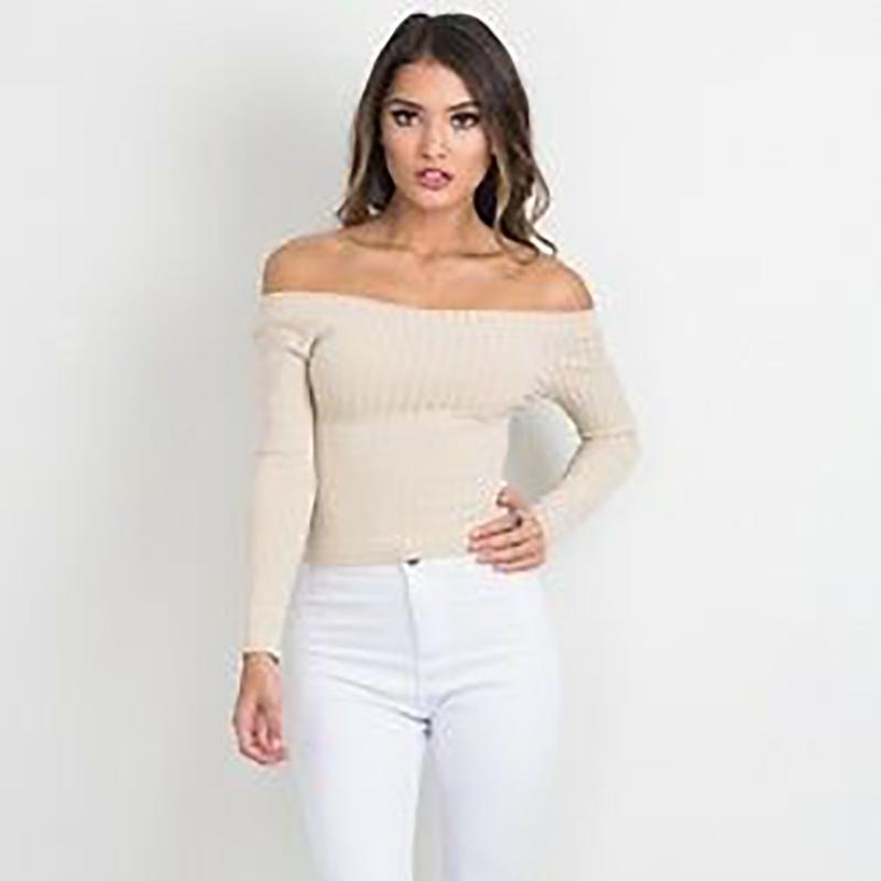 Premium Quality Mode Femme Decollete Crop Top With Long Sleeves For Stylish Comfort
