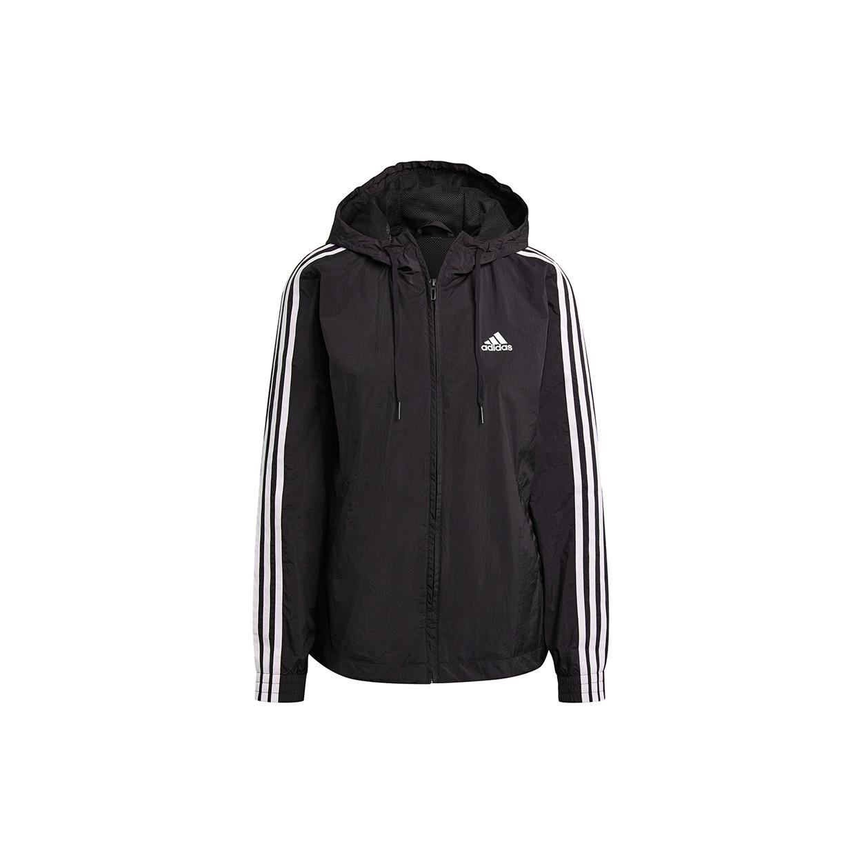 (WMNS) adidas 3-Stripes Hooded Windbreaker Jacket Asia Sizing Black White Women s GR9602 XS