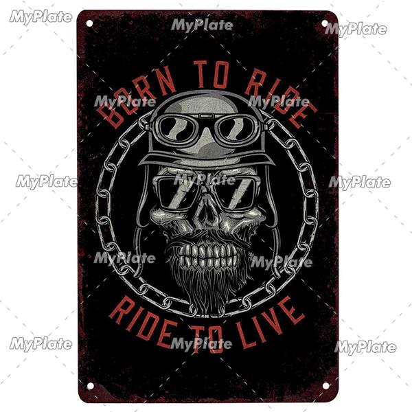Motorrad Metall Zeichen Vintage Plaque Zinn Zeichen Wand Dekor Für Garage Club Platte Handwerk Fahrt Biker Poster Hot Rod