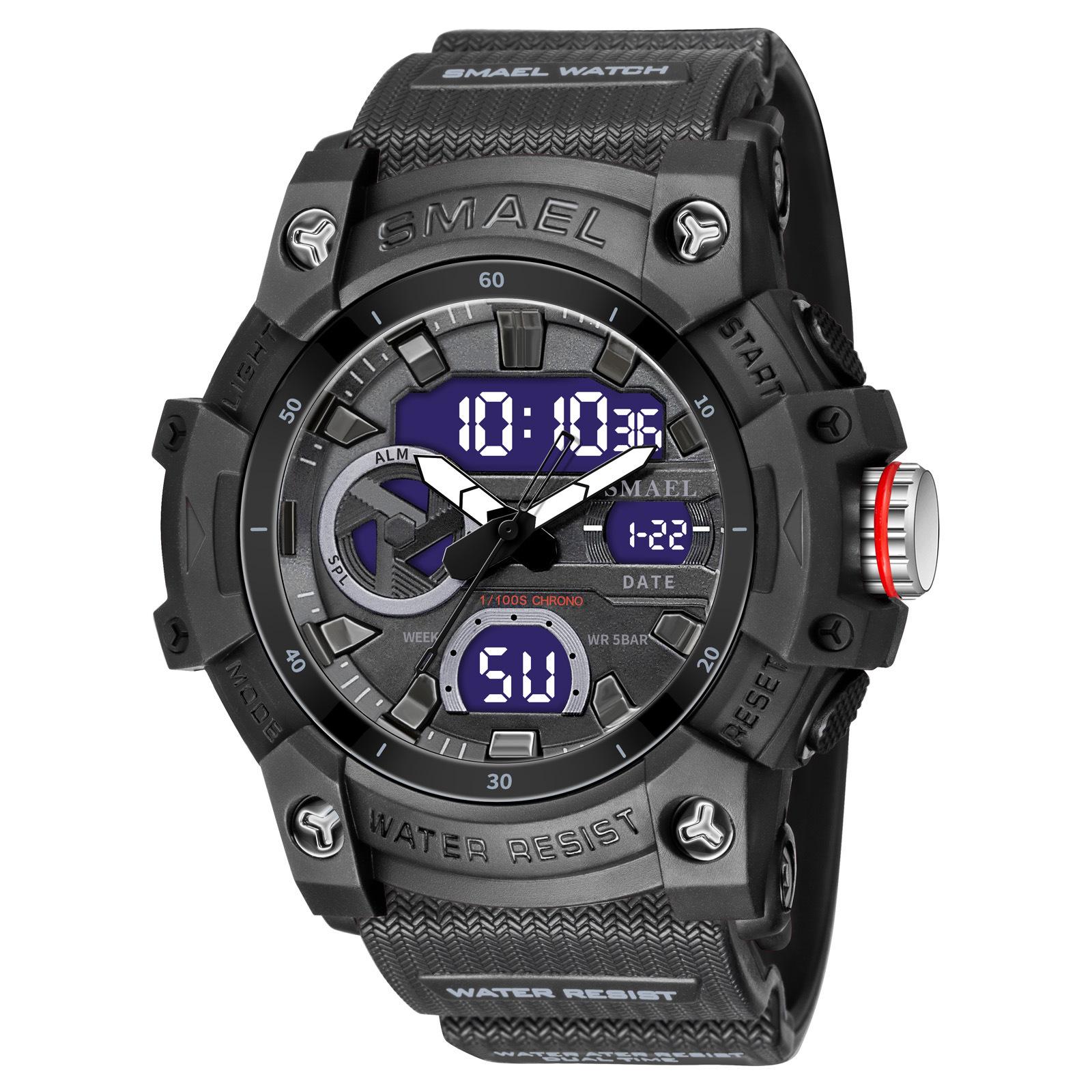 

Teen Double Display Electronic Watch, Outdoor Sports Waterproof Multi-Function Watch чорний