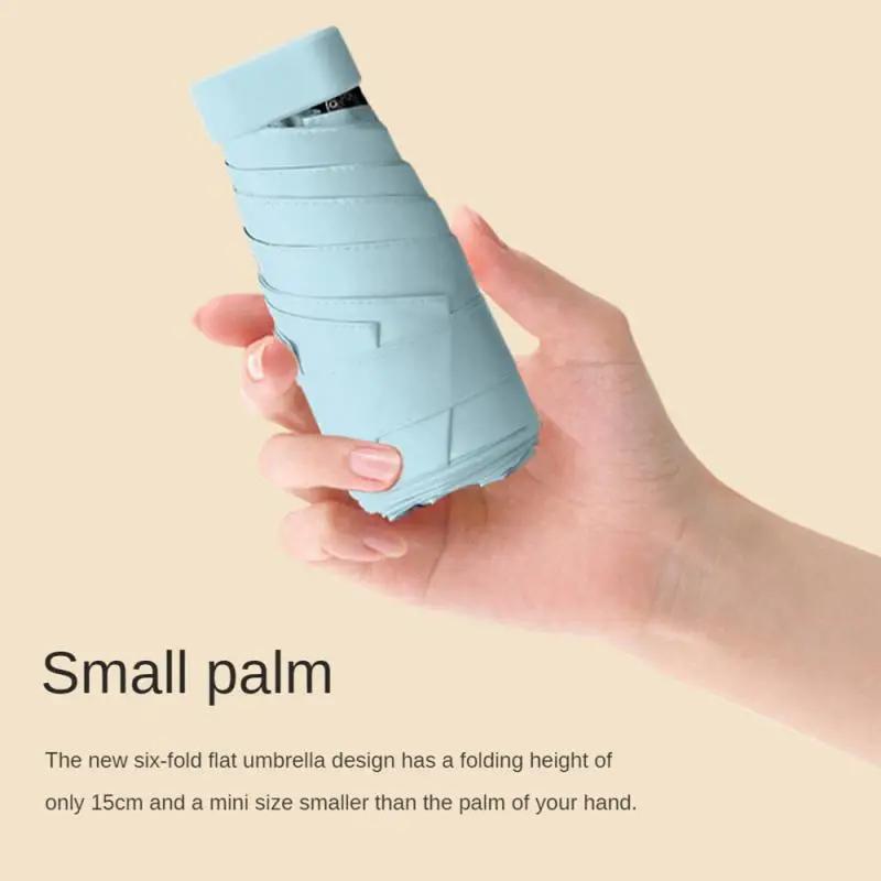 1pc Popular Multi-color Folding Portable Mini Pocket Umbrella, Six-fold Umbrella, Rainy And Sunny Dual-use Umbrella