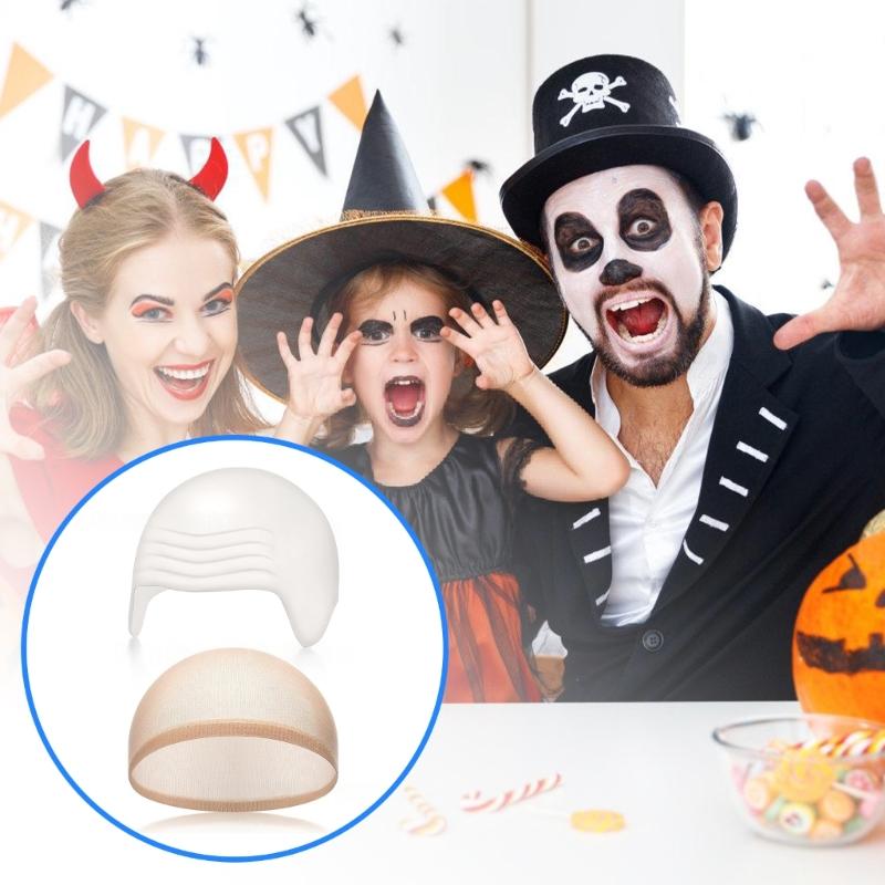 Latex Bald Caps Fake Head Skin Halloween Cosplay Costume Accessories Bald Hat Bald Wig Caps Makeup Bald Head Wig Caps