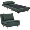 Sleeper Chair, 3-In-1, with Bed Function, Adjustable Backrest, Beechwood Legs, Dark Green