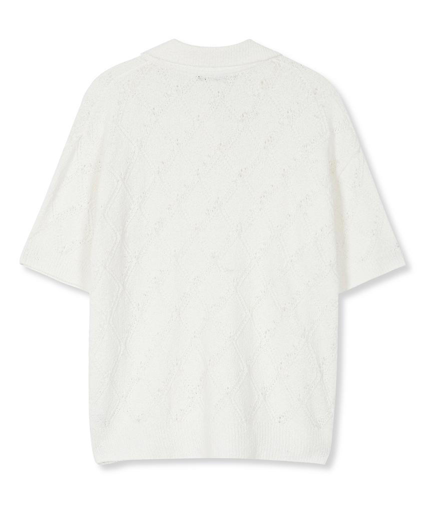 MMIC Inhale Collar Punching Half Knit Cotton Boucle_Ivory